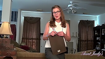 Aunt Judy'S New Secretary, 43-Year-Old Isabella, Shares Her Mature And Hairy Pussy In This Video